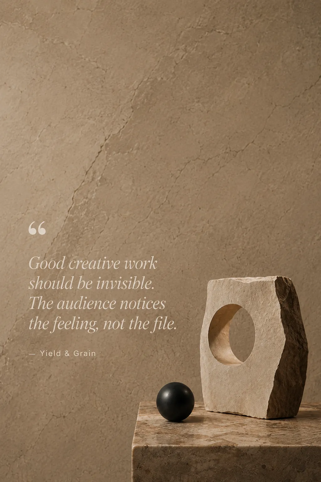 Good creative work should be invisible. The audience notices the feeling, not the file. - Yield & Grain